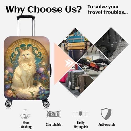 SICANAUO Luggage Covers, Personalised Suitcase Cover, Elastic Travel Suitcase Protector, Travel Trolley Case Protector, Anti-Scratch Luggage Storage Covers (Style 6, L (26-28 inch suitcase)) — view 4