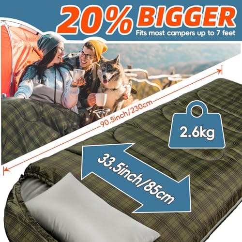 MEREZA Sleeping Bags XL for Mens Large Wide Sleeping Bag for Camping Big and Tall Sleeping Bags for Women Adults Warm with Compression Sack Cold Weather & Warm — view 2