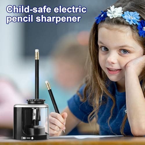 Electric Pencil Sharpener, Pencil Sharpener with Container, Battery Powered — view 2