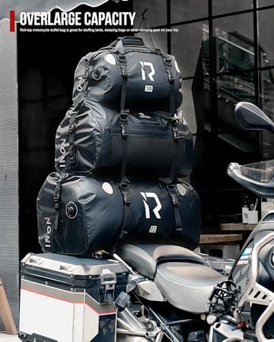 BORLENI Motorcycle Rear Bag Waterproof Luggage Roll Motorcycle Bag Waterproof Motorcycle Bag Saddle Bags Travel Bag Reflective for Hiking, Cycling, Travel, Camping, Outdoor, Kayaking, Gray, (70L) EU, — view 6