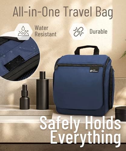 D&D Hanging Toiletry Bag for Men and Women. Travel Wash Bag. Large Travel Toiletry Bag Washbag for Makeup, Toiletries, and Cosmetics. Blue — view 6