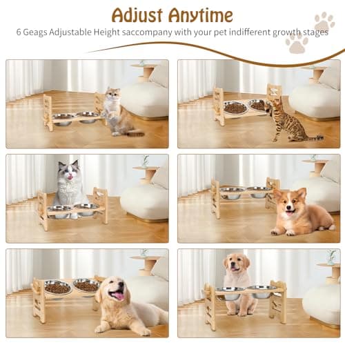 Raised dog Bowls 6 Level Adjustable,2 Stainless Steel Bowls,For Small dog — view 4