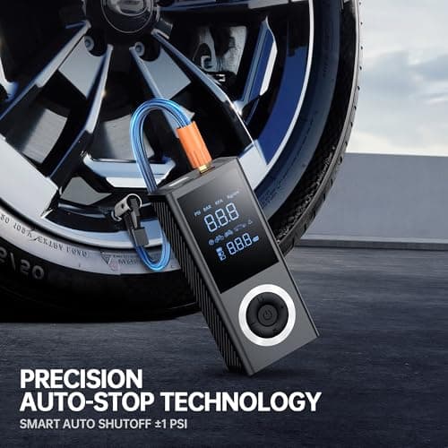 RADCLO Cordless Car Tyre Inflator Air Compressor, Portable Mini 150 PSI Electric Pump with Digital Pressure Gauge, Night LED, Auto Shutoff, Rechargeable Battery – for Car, Bike, Motorcycle, Ball — view 2