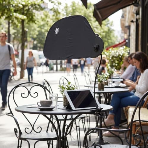 HEATSHAKING Laptop Sun Shade Adjustable Clip Screen Shade for Office Outdoor Work Portable Anti-glare Cover for Laptops and Tablets Collapsible Black Design — view 5