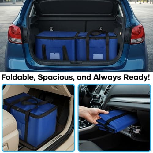 Cool Bag Heavy Duty Grocery Shopping Bag 40L Large Insulated Cooler Foldable Reusable Cooling Bags with Smooth Zippers for Picnic, Food Delivery, Camping, BBQ, Shopping, Fishing, Family Auto Travel — view 5