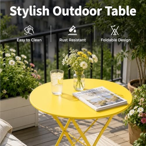 evergoods 3 Piece Gargen Table and Chairs Outdoor Folding Bistro Set — view 4