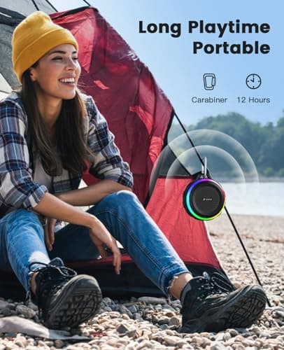 Kunodi Bluetooth Shower Speaker with IPX7 Waterproof, Portable wireless speaker with Dynamic Lights, 5W Clear Sound, True Wireless Stereo, Clip Portable for Pool Beach Boat Kayak Float Golf — view 6