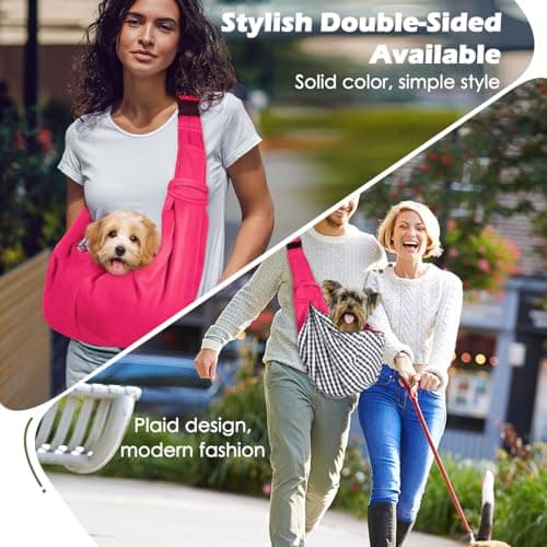 Pawaboo Small Dog Sling Carrier,for 3-10 lbs Pets, Rose Red — view 5
