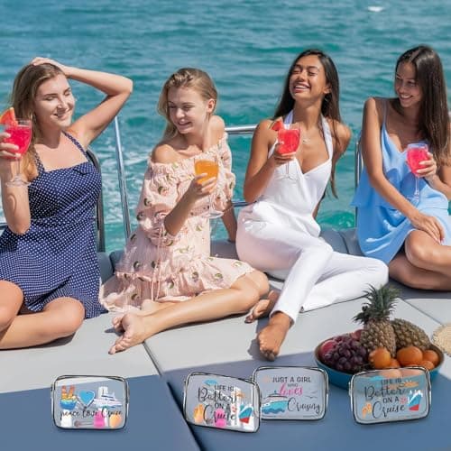 4 Pcs Cruise Vacation Cosmetic Bags Clear Makeup Bag Toiletry Bag PVC Beach Bag Pouch Cruise Themed Travel Organizer Bag Zipper Pouch Cruising Lover Gift Cruise Ship Essentials for Women — view 5