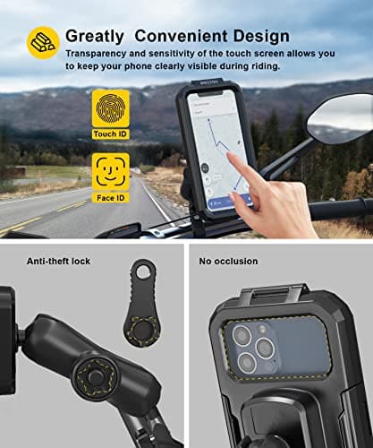 iMESTOU Waterproof Motorcycle Ball Phone Mount for 5.5"-6.8" Phones (L) — view 3