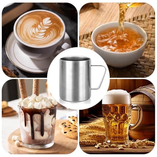 LDXDRU 3 Pack 500ml / 17oz Camping Mugs, Stainless Steel Mugs with Handle, Double Wall Insulated Mugs Coffee Cup Travel Mugs Drinking Mugs for Cold or Hot Drinks Beverages Milk Juice Tea — view 6