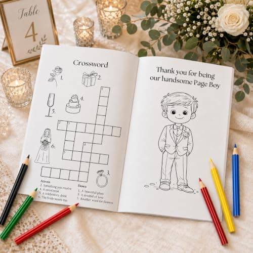 Hartscraft Page Boy Activity Book for Kids – A5 Wedding Colouring Book with 24 Games, Puzzles, Mazes, Word Search, Drawing & Fun Wedding Activities — view 5