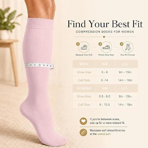 6 Pairs Compression Socks for Women & Men 15-20 mmhg Graduated Compression Stockings for Blood Circulation Support Socks for Varicose Veins Running Flight Travel (bodian, S/M) — view 3