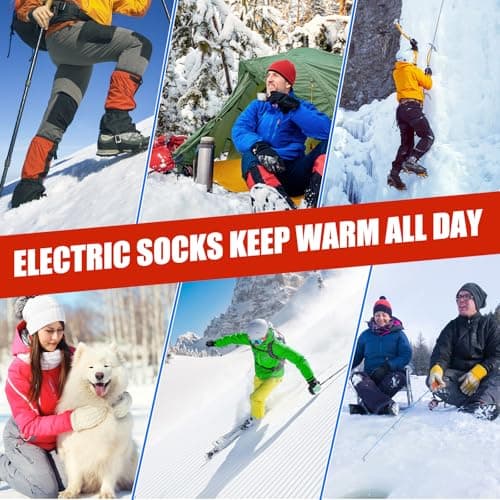 Olycism Heated Socks 8500mAh Battery Rechargeable Electric Heated Socks for Men Women 4 Temperature Adjustable Outdoor Riding Camping Hiking Motorcycle Skiing Warm Winter Socks，Size-L. — view 6