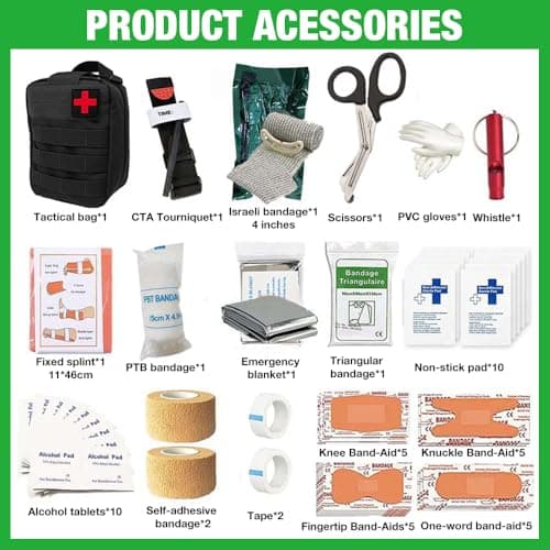 CLIUNT 54 PCS First Aid Kit, Emergency Trauma Kit, First Aid Bag, First Aid Molle Pouch for Home Outdoor Camping Hiking, Includes Bandages, Tourniquet and Essentials for Everyday Situations — view 2