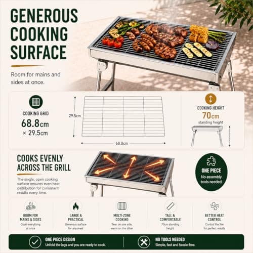 House of Home BBQ Portable Stainless Steel Folding Large Charcoal Grill — view 3