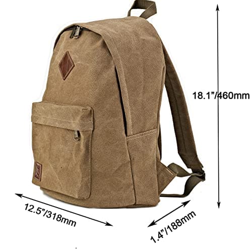 seemeroad Canvas Vintage Backpack Lightweight Travel Daypack Laptop Backpack College Student Rucksack for Men Women (Brown) — view 2