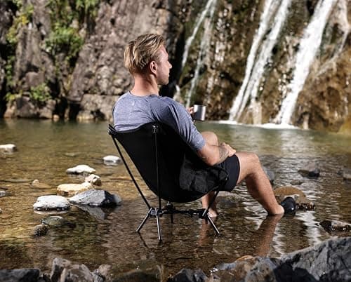 MARCHWAY Lightweight Folding Camping Chair with Spring Lock, Stable Compact Portable for Outdoor Camp, Travel, Beach, Picnic, Festival, Hiking, Backpacking (Black) — view 2
