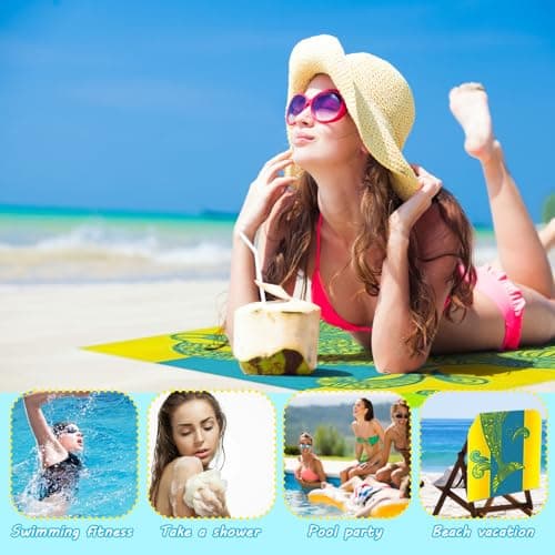5 Pack Oversized Beach Towel, 92 x 193 cm Microfiber Lightweight Beach Towel Quick Dry Sand Free Pool Towels Bulk for Adult Women Men Travel Sport Swimming Vacation Essential Gift (Stylish Color) — view 3