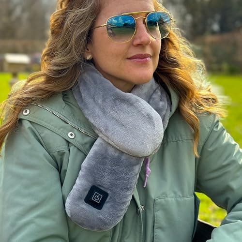 WELL BEING #Selfcare Adjustable Heated Fleece Travel Scarf USB Powered Three Levels of Heat — view 6