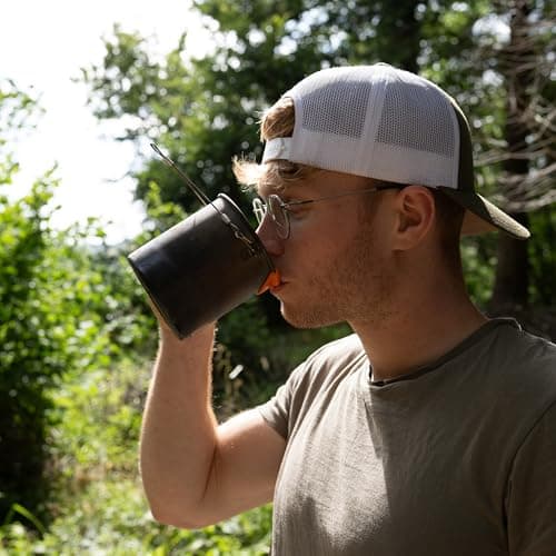 Ultralight Nesting Cookset | Gr1 Titanium 750ml (25fl oz) Cup & 1000ml (32fl oz) Wide-Mouth Bottle | Capacity for Boiling & Eating | Cook System for Hiking, Bushcraft, Camping Cookware | Inc Extras — view 5