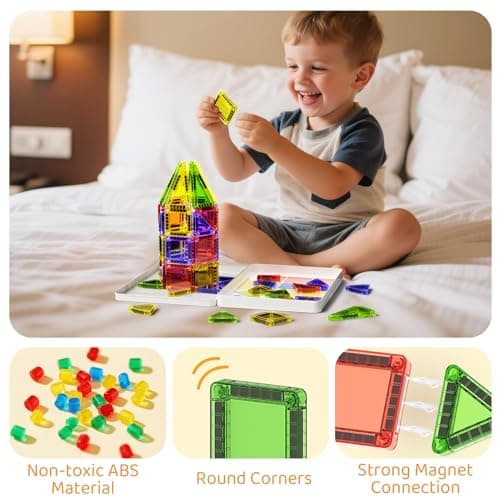 Magnetic Tiles Travel Set for Kids 40pcs: Portable Tin Case Creative Play — view 4