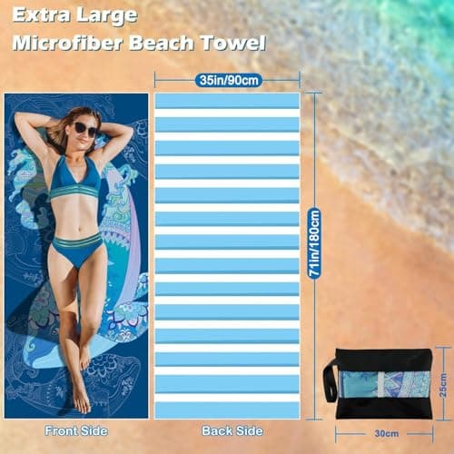 Bingobang 2 Pack Microfiber Beach Towels for Adults Extra Large 180×90 cm — view 2