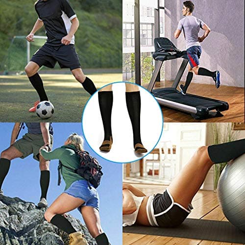 Unisex Copper Compression Socks - Travel Flight Miracle Socks Anti Swelling Fatigue DVT Support Copper Infused Plantar Fasciitis (Large/XL) — view 4