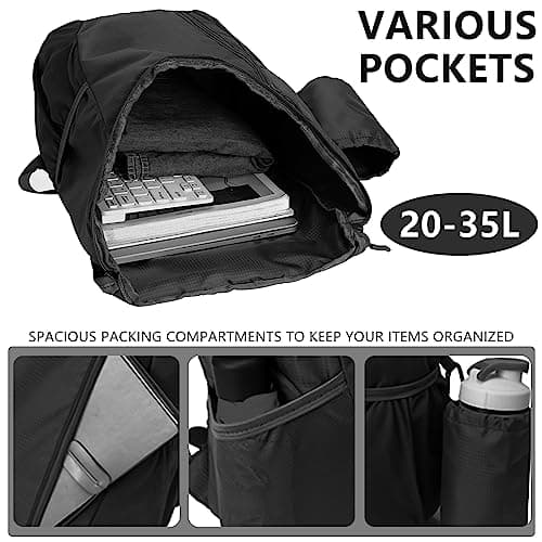 Yoolly Lightweight Foldable Backpack, Small Hiking Rucksack, Waterproof Packable Backpack for Men Women Kids, Durable Rucksack for Outdoor Sport Travelling Hiking Camping Biking Walking (Black) — view 4