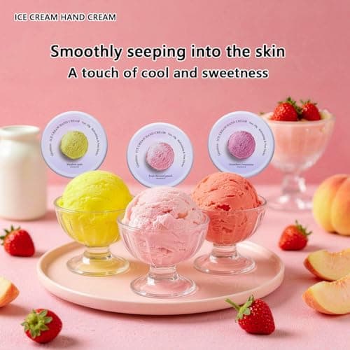 Qiookioo Ice Cream Hand Cream,Moisturizing Lotion for Dry Hands,Whipped Texture Scented Body Butter,Quick Absorbing Shea Butter Cream for Women & Men,Christmas Gift — view 3