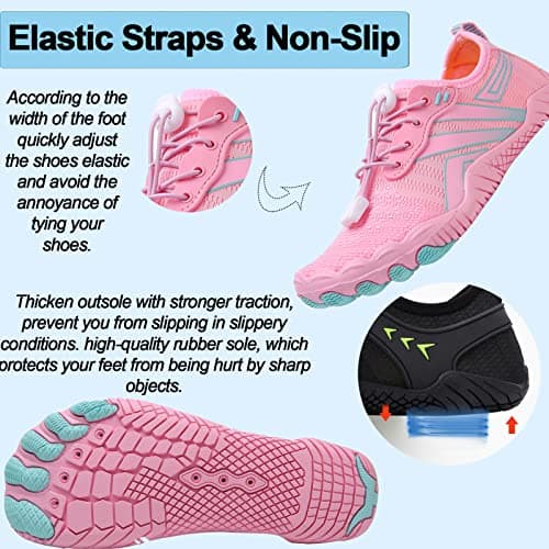 Supmix Mens Womens Water Shoes Beach Shoes Mens Womens Swim Shoes Quick Dry Barefoot Shoes Aqua Shoes Sea Shoes Surf Diving Pool Shoes for Mens Womens Pink, 5 UK — view 6