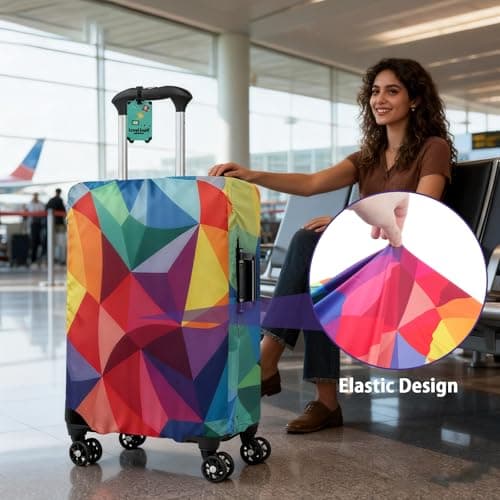 Aovanta Suitcase Cover Protector, 29-32 inch Large Luggage Cover with Suitcase Tag, Elastic Suit Case Covers for Luggage, Travel, Holiday (Pattern 1, 29-32in) — view 3