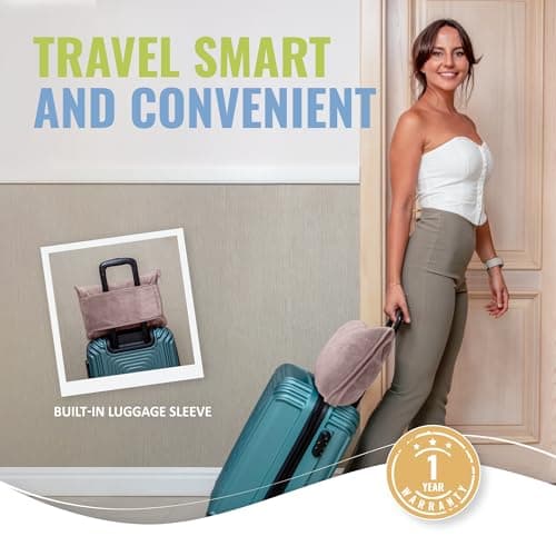 BOACAY Soft & Warm Travel Blanket for Aeroplane & Car - Essential for Long Flights for Women, Men, Children - Compact Pillow with Luggage Sleeve & Backpack Clip — view 4