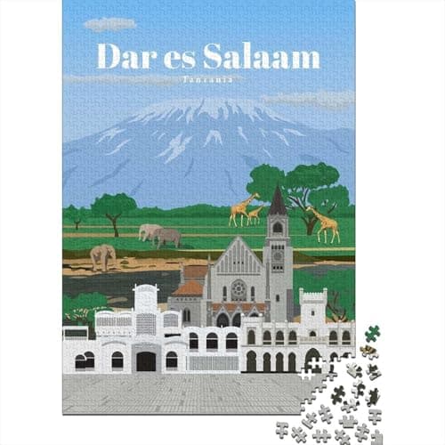 Travel to Dar Es Salaam Jigsaw Puzzle 1000 Pieces, Romantic City Break Scene, 1000 Pieces for Adults, Travel Gift for Adults, Weekend Hobby, Gift Idea, 52x38cm/1000pcs — view 2