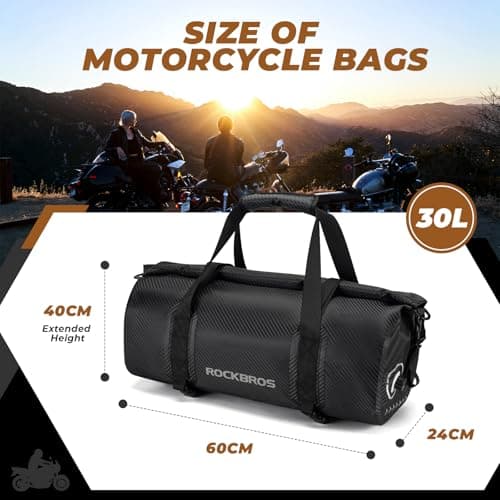 ROCKBROS Motorcycle Tail Bag Motorcycle Saddle Bag 100% Waterproof Travel Luggage Bags with Shoulder Strap Rear Seat Bag for Motorcycling Cycling Outdoor Sports 30L — view 2
