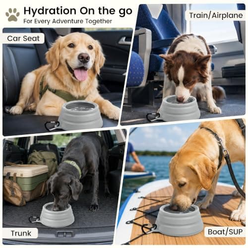 OHMO Non Spill Collapsible Dog Bowl, 700 ml, Ash Grey — view 3
