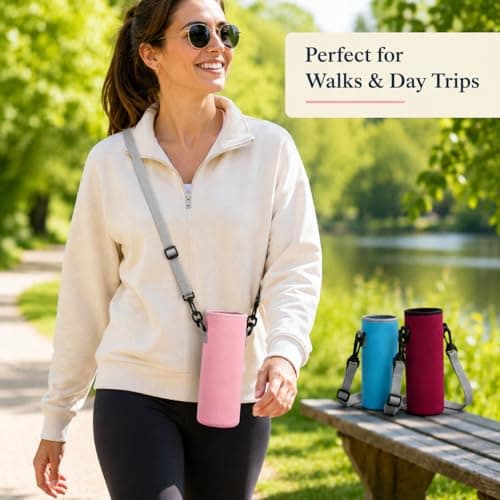 Trevixor 4Pcs Water Bottle Carrier with Shoulder Strap, Canvas Bottle Holder Bag, Portable Sleeve Pouch for Travel, Hiking, Gym and Outdoor Use — view 5