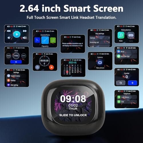 AI Translation Earbuds Real Time, Audifonos Traductores Inglés Español, LCD Touchscreen Real-Time Translator for 164 Languages & Accents,Translator Earbuds for Business Travel with iOS and Android — view 6