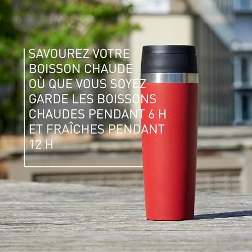 Emsa Travel Mug Insulated Mug 500 ml, 6 Hours Hot + 12 Hours Cold, 100% Leak-Proof, Easy Open and Close, Coffee Mug, Powder Coating, Dark Red, N2023750 — view 5