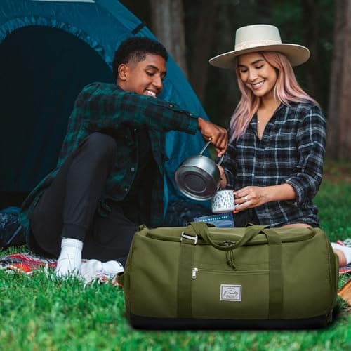 Lyweem Travel Duffel Bag for Men, 60L Large Sports Duffle Bag Backpack for Women Weekender Overnight Holdall Bags with Shoes Compartment Multifunctional Gym Bags, Green — view 2
