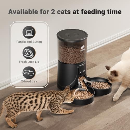 IMIPAW Automatic Cat Feeder: 2 Bowls, App Control, 5G WIFI Auto Pet Feeders — view 2