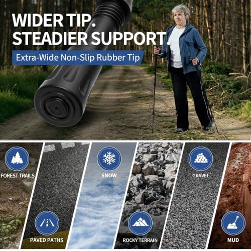 Trekking Poles for Seniors, 2 Pack Flip-Lock Adjustable Walking Sticks, 240g — view 2