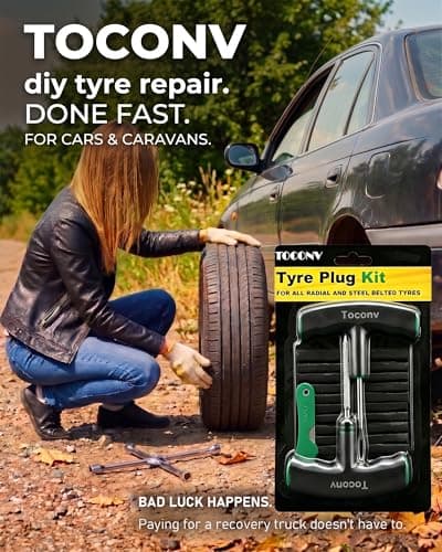 Toconv Tyre Plug Kit, 13PCS Tyre Repair Kit with Self-Vulcanizing Plugs, Ergonomic Oversized & Rubber-Grip T-Handle Tools, Flat Tyre Puncture Repair Tools for Cars, Motorcycle, ATV, SUV, etc — view 6