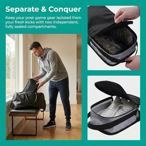 2 in 1 Waterproof Shoe Bag with Ventilation Holes, Breathable Sports Boot Storage Pouch, Durable Travel Shoe Organizer for Golf Football Rugby, Portable Shoes Cover for Gym & Outdoor for Men Women — view 5