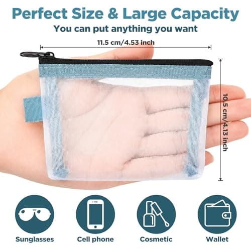 Ouligay 4PCS Small Travel Makeup Bag with Zipper Mini Cosmetic Pouch Mesh Make up Pouch Purse Pouches for Inside Purse Bag Organizer Insert for Home Organizing Size Assorted Colors — view 2