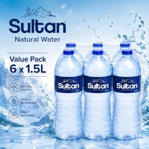 Sultan Natural Water 6 x 1.5L, Still Bottled Water Multipack, Large Family Pack, Natural Spring Water, Ideal for Home, Office, Gym, Travel, Events & Everyday Hydration — view 6