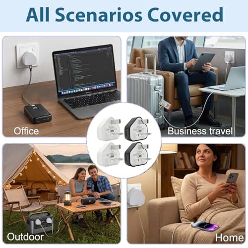 USB Plug USB Charger Plug Adaptor UK 4Pack with USB Single Port 5V 1A 3 Pin — view 5