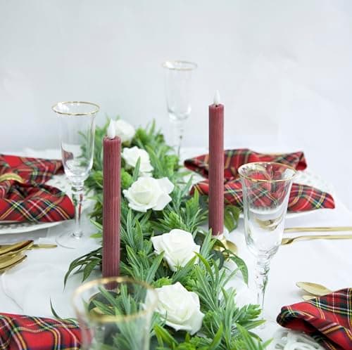 Decor Essentials LED Pencil Tapered Candle Set of 2, 25cm Height Made from Wax Battery Operated 6 hr Duration for Christmas Parties (Burgundy) — view 2