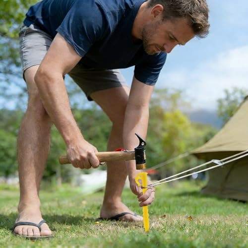 20 PCS Plastic Tent Pegs Heavy Duty Tent Pegs Yellow Camping Spike Hook Durable & Lightweight Ideal for Camping Caravans Gardens 14.5cm Length — view 5