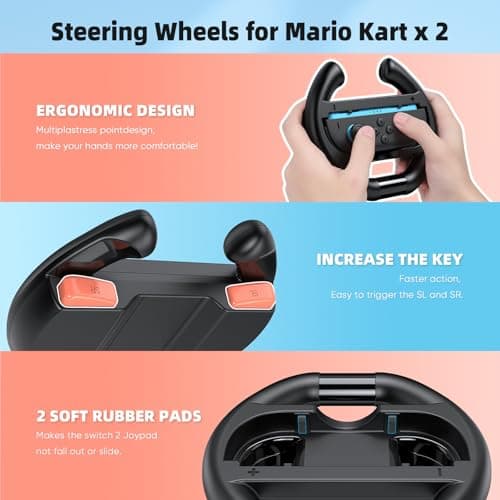 Switch 2 Accessories Bundle for Nintendo Switch 2 2025, 20 in 1 MENEEA Bundle Kits:Carrying Case, Switch 2 Charger Dock,Grips for JoyCon,Steering Wheels,Protective Cover for GameCube Accessories — view 6